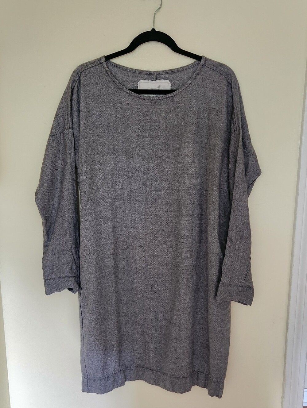 notPERFECTLINEN Linen Wool November dress Grey Oversized Loose Lagenlook S